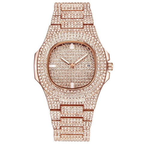 Mens Watches Fashion Luxury Diamond Brand Date Quartz Watch
