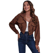 Winter women Sleeve  Corduroy Jacket Long Sleeve Short Jacket
