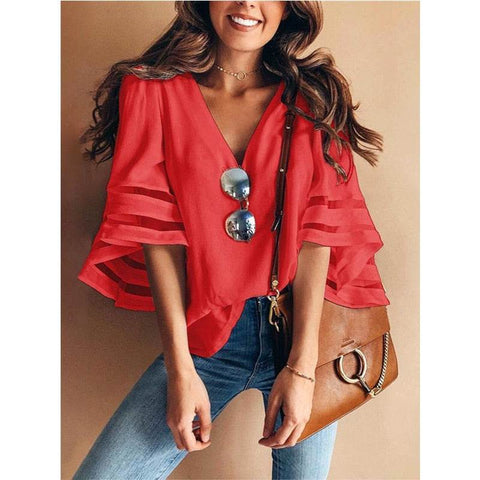 women neck blouse Casual Loose