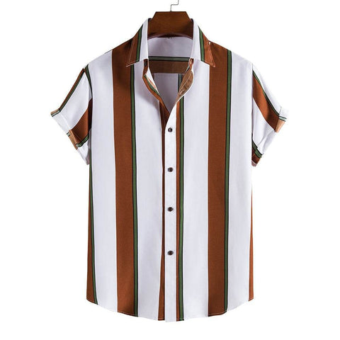 men short sleeved shirt striped short sleeved shirt Hawaiian shirt