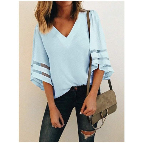 women neck blouse Casual Loose