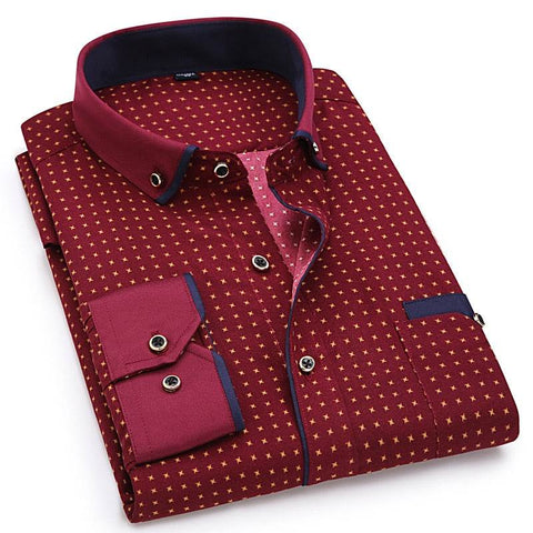 Men Casual Long Sleeved shirt Printed shirt Slim