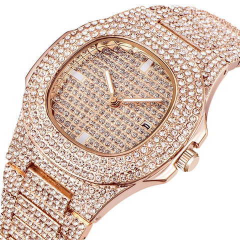 Mens Watches Fashion Luxury Diamond Brand Date Quartz Watch