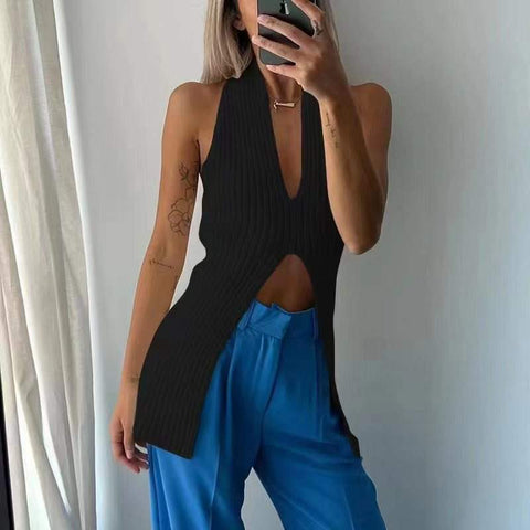 Women Ribbed Knitted Tops Tank Top Women Knitted Sexy Tops