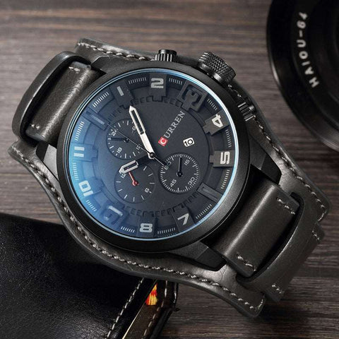 Men Watch Quartz Date Clock Casual Leather Wrist Watch