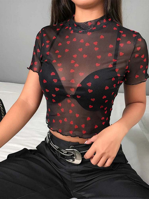Womens Shirts Tops Women Transparent White Black Elastic Skinny Crop Tops