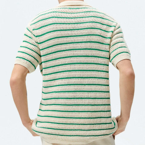 Fabric Shirt Knitted Shirt Striped Woolen Casual POLO Shirt
