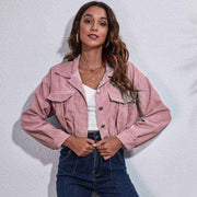 Winter women Sleeve  Corduroy Jacket Long Sleeve Short Jacket